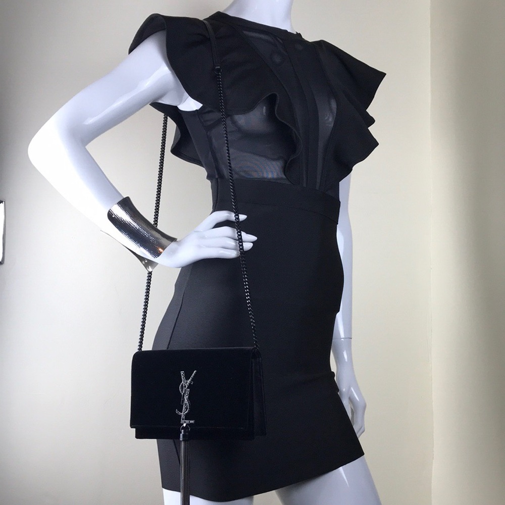 “Gabrielle” Butterfly-Sleeve Mesh x Bandage